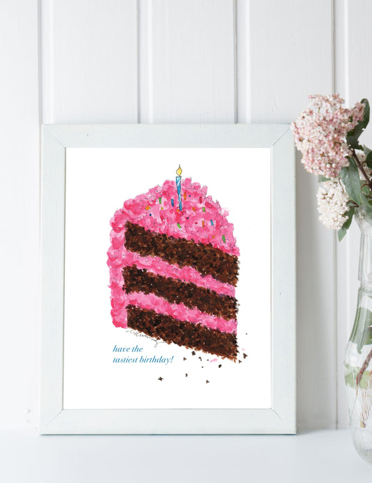 Pink Birthday Cake Greeting Card