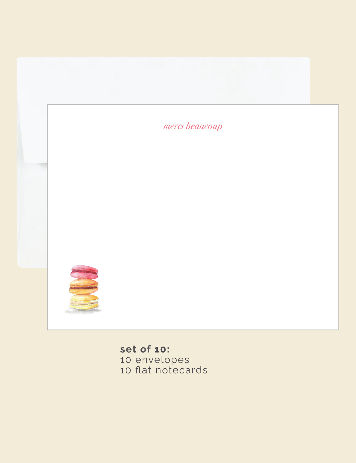 Thank You notecards, Macarons Set of 10