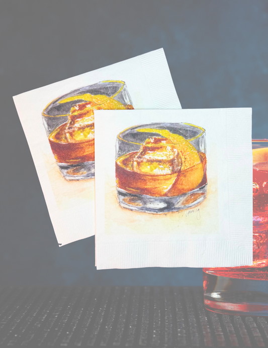 Old Fashioned, Cocktail Napkins, Set of 15