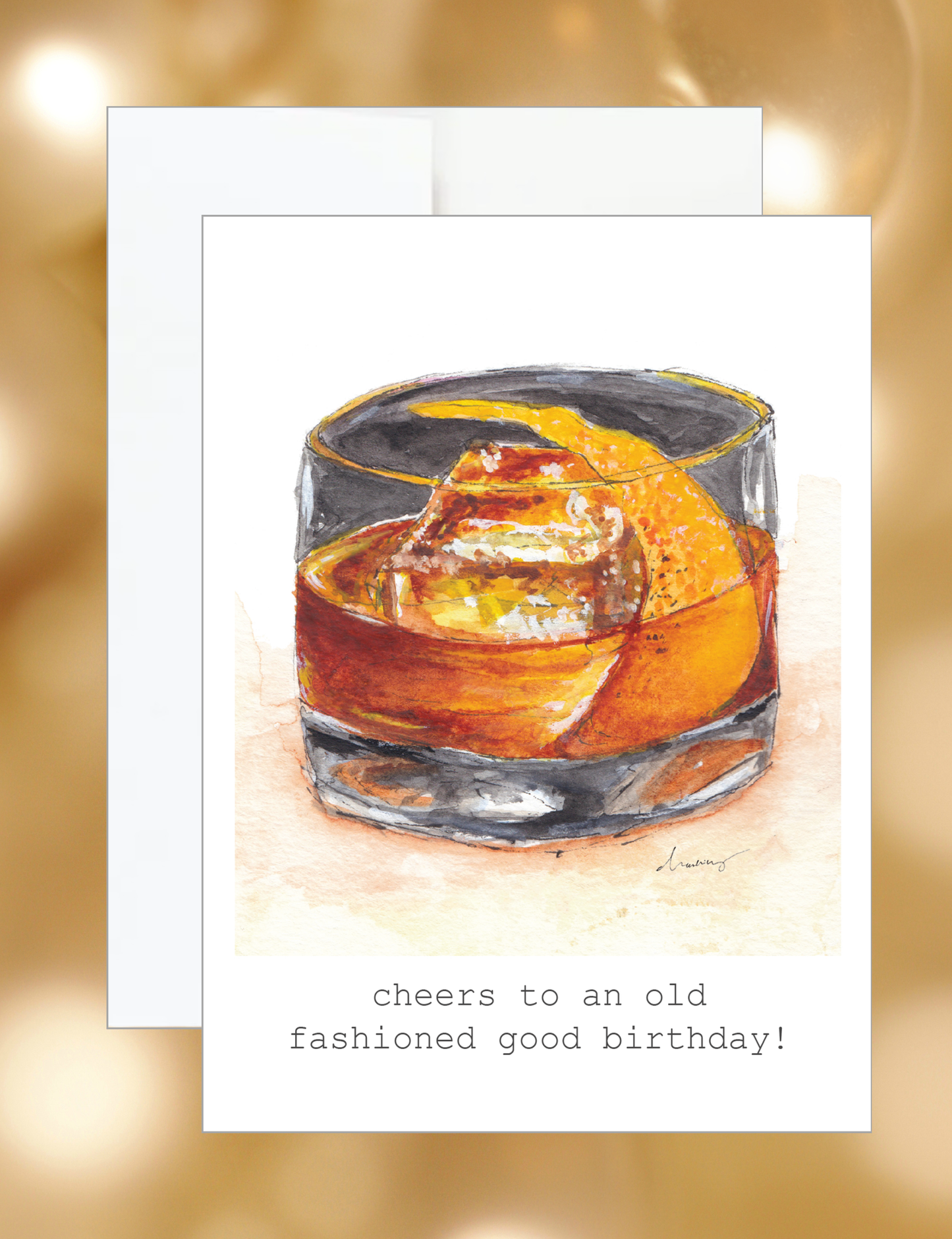Old Fashioned Cocktail Birthday Greeting Card