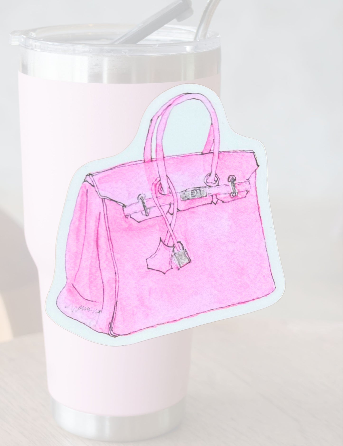 Bubblegum Pink Luxury Handbag Sticker, 2.5"