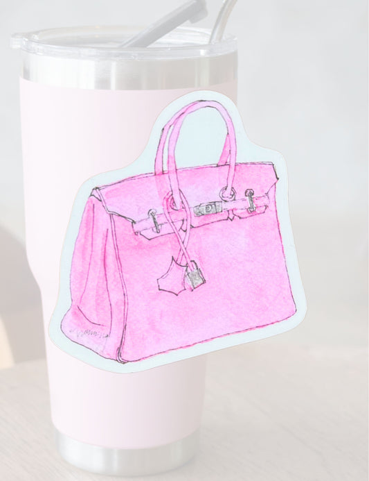 Bubblegum Pink Luxury Handbag Sticker, 2.5"