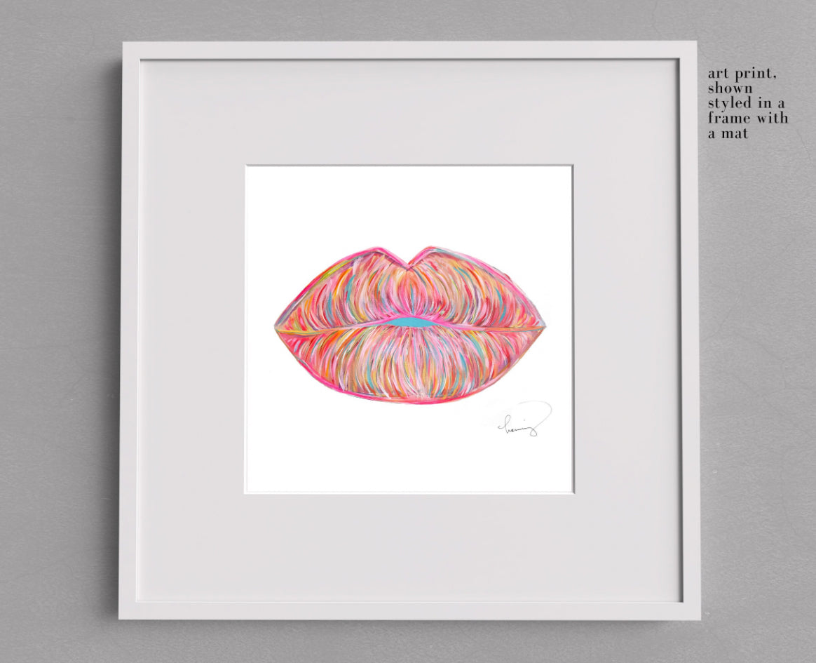 Glam Pink Lips 9"x9" Fashion and Beauty Art Print (Unframed)