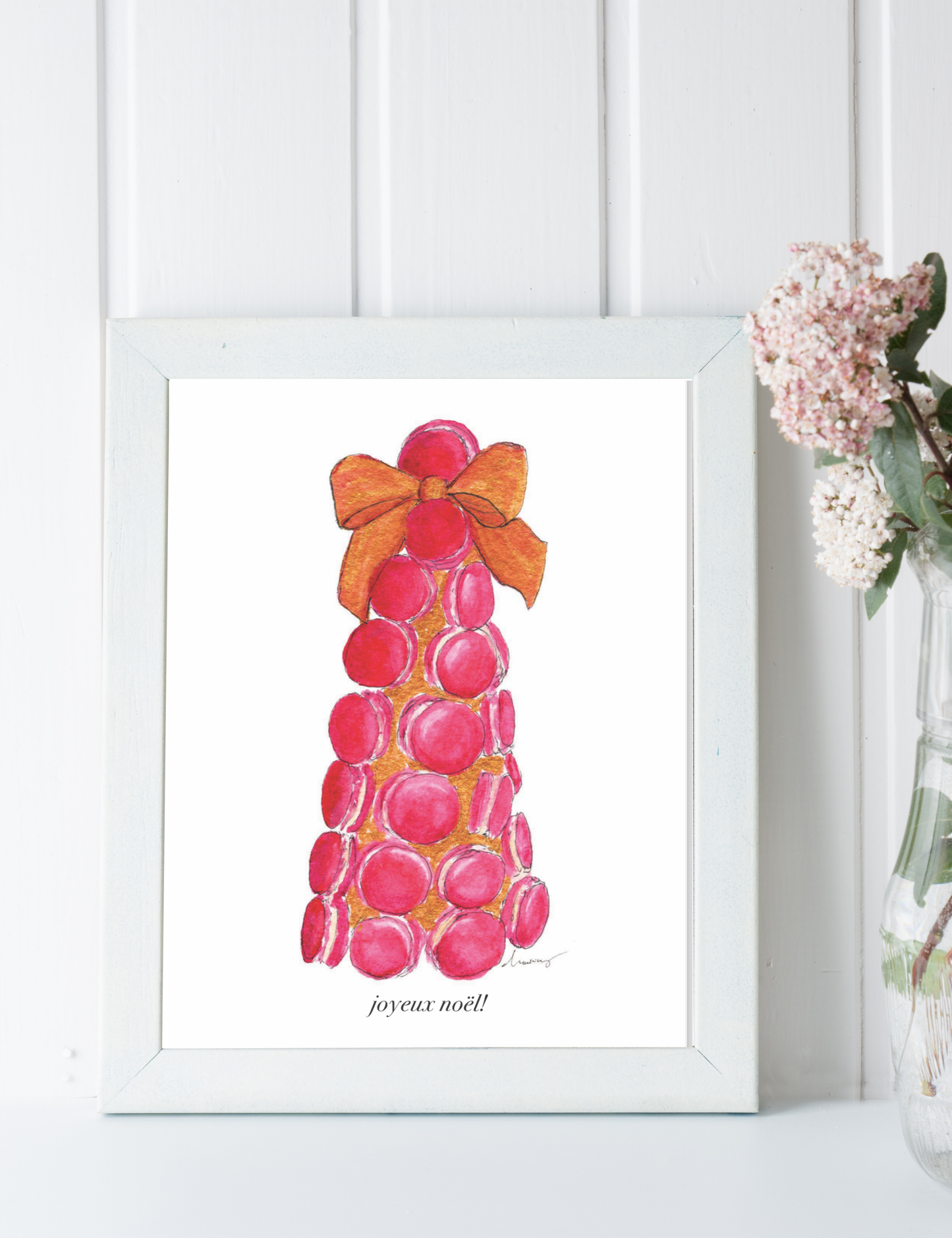 Pink Macaron Tree Christmas Cards