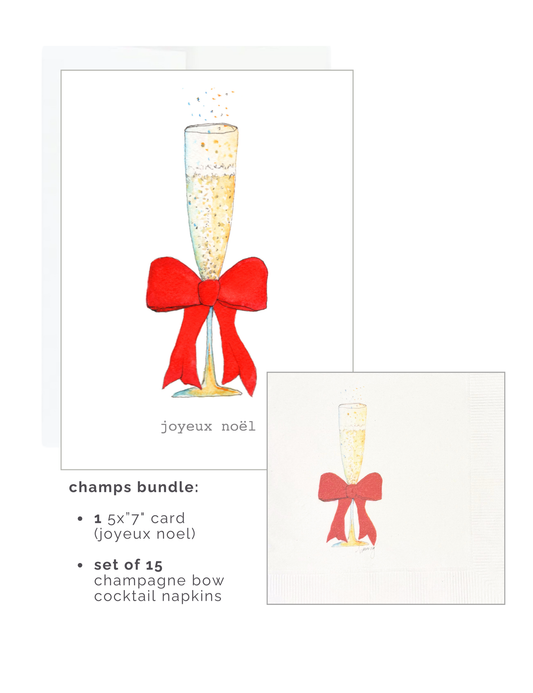 Joyeux Noel Bundle: Christmas Card and Drink Napkins