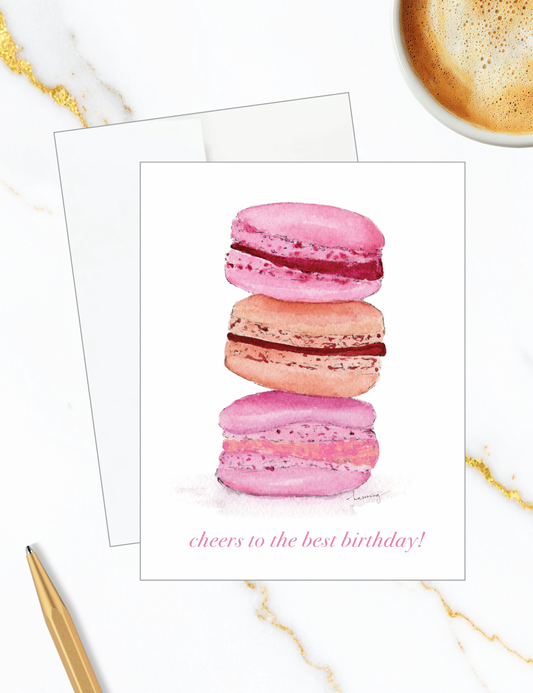 Pink Macaron Birthday Card