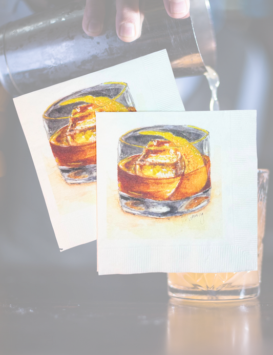 Old Fashioned, Cocktail Napkins, Set of 15