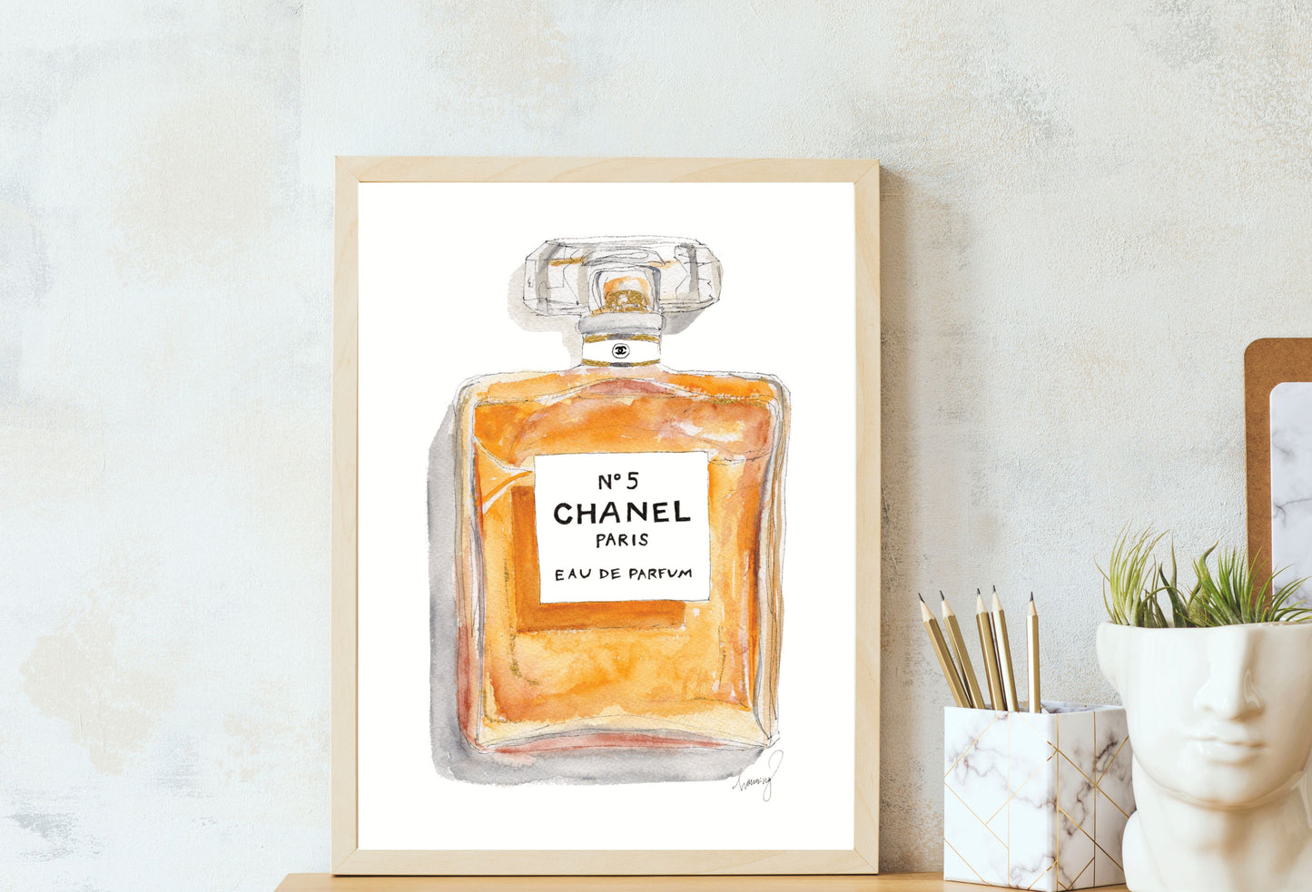 Original Watercolor Art: Chanel No 5 (8"x10")