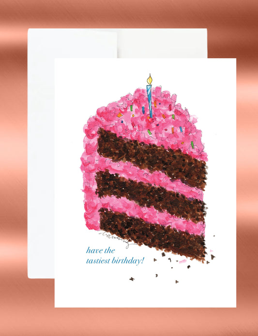 Pink Birthday Cake Greeting Card