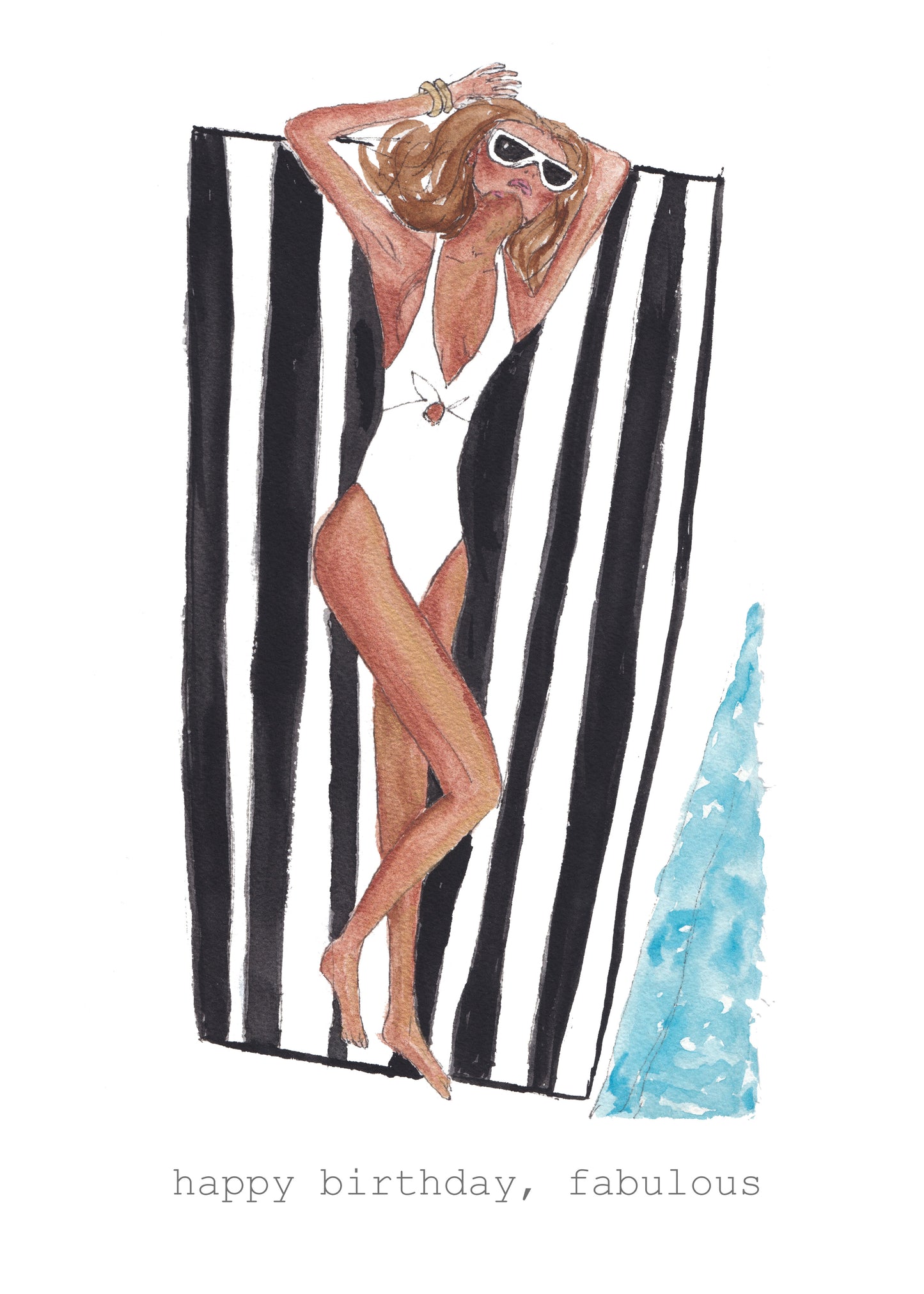 Tan Blonde Pool Fashion Woman Birthday 5"x7" Greeting Card